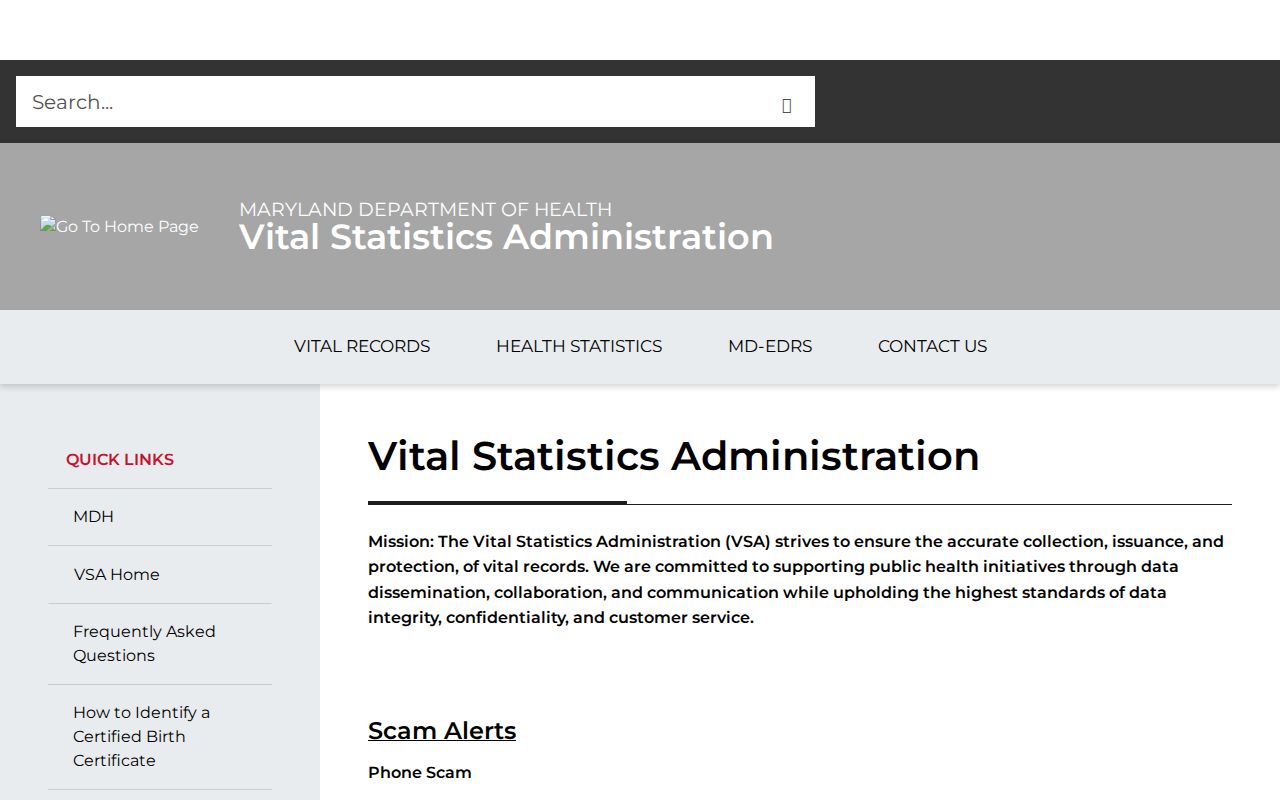 Maryland Division of Vital Records options for Laurel public records